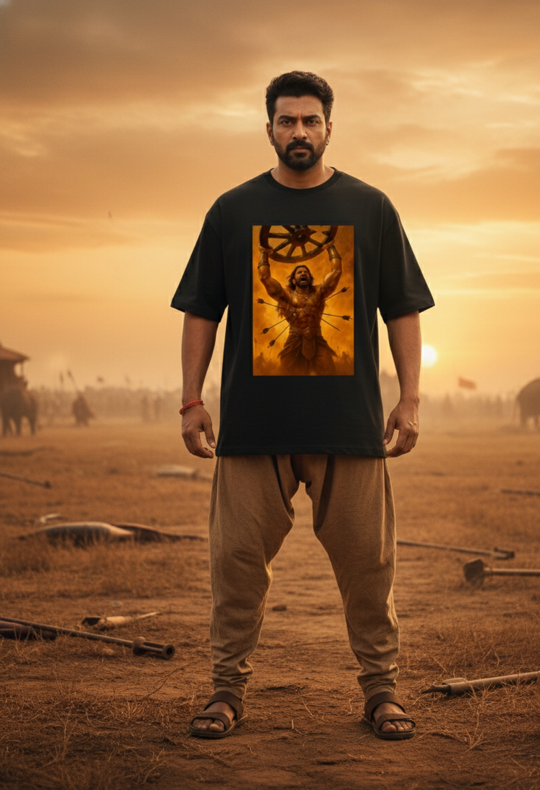 The Unbroken Warrior | Abhimanyu's Last Stand | Epic Resilience Oversized Tee