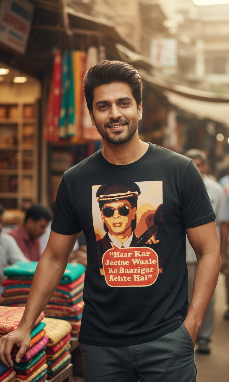 Iconic SRK 'Baazigar' Dialogue T-Shirt | Bollywood Classic Quote Tee