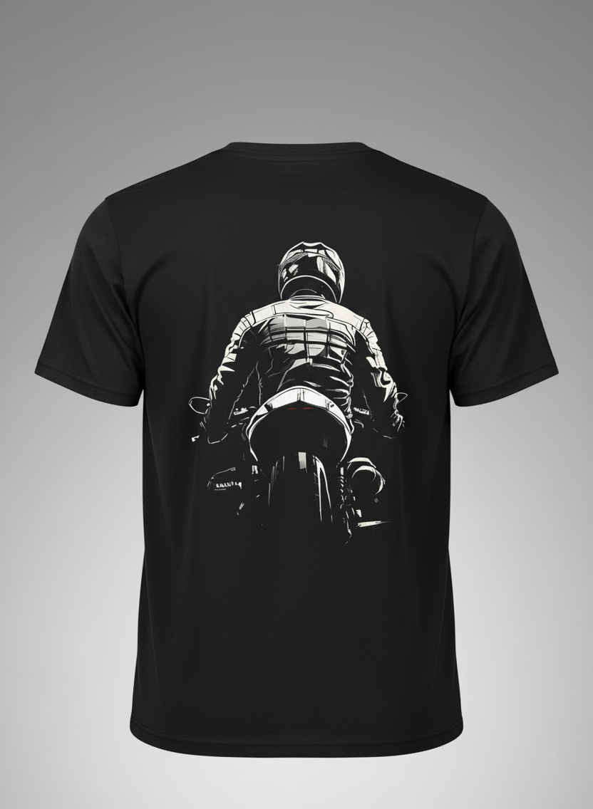 The Apex Core Biker Tee | Double Side Print Oversized Black T-Shirt