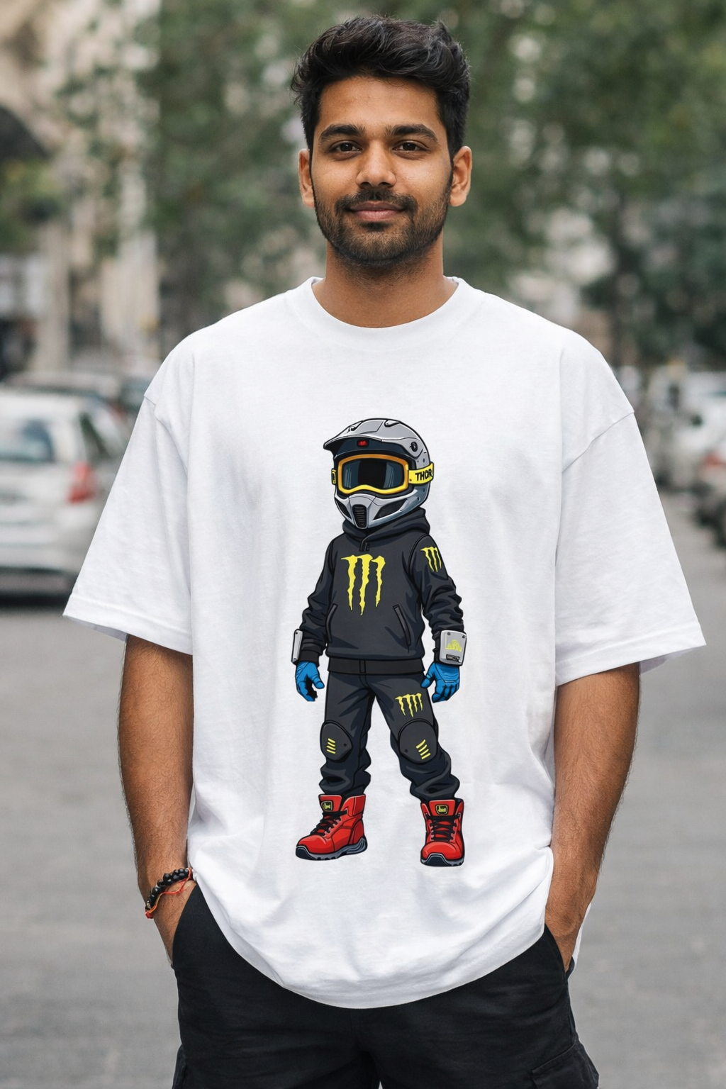 Motocross Rider Print - Oversized Streetwear Graphic T-Shirt| Premium Cotton Urban Tee
