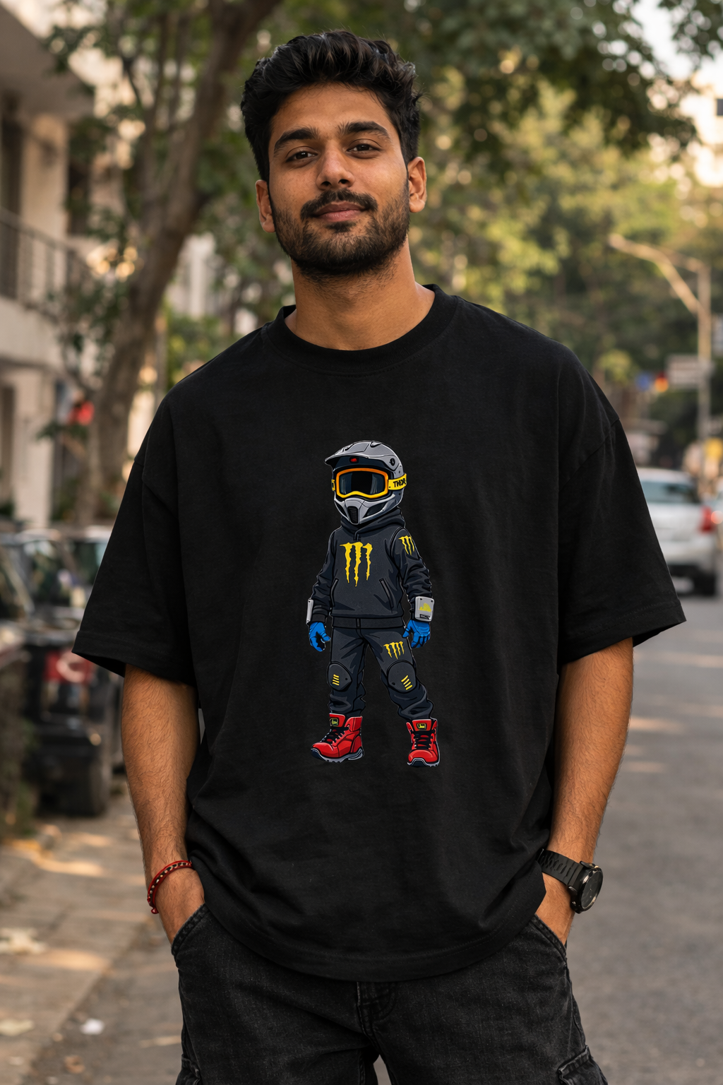 Motocross Rider Print - Oversized Streetwear Graphic T-Shirt| Premium Cotton Urban Tee