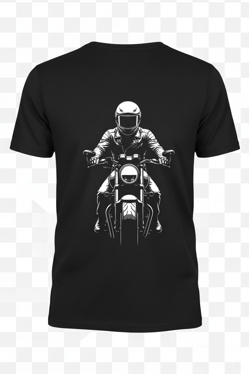 The Rider's Stare T-Shirt: Front View Classic Biker Tee