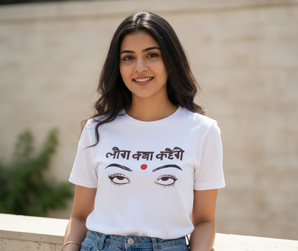 Log Kya Kahenge Girls Tshirt | 240 GSM White Oversized Tshirt
