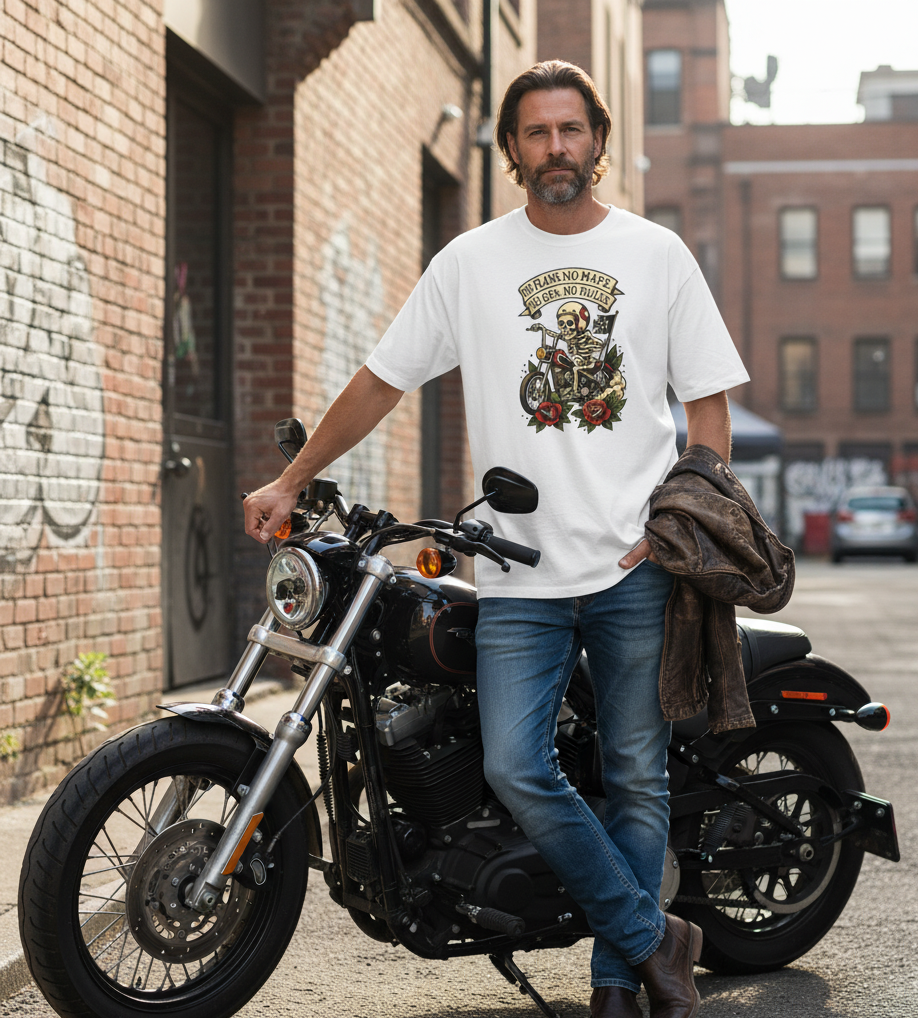 The Anarchist Rider | 'NO RULES' Biker Skeleton Oversized Tee
