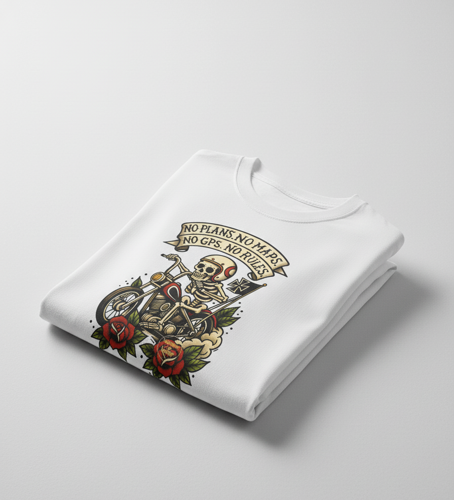 The Anarchist Rider | 'NO RULES' Biker Skeleton Oversized Tee