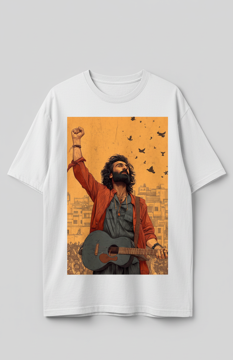 Bollywood 'Rockstar' Fan Art Oversized T-Shirt