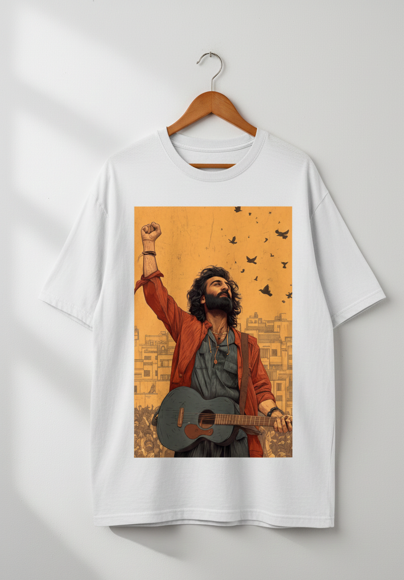 Bollywood 'Rockstar' Fan Art Oversized T-Shirt