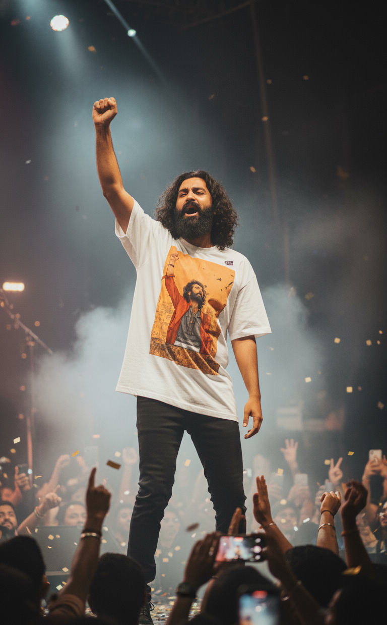 Bollywood 'Rockstar' Fan Art Oversized T-Shirt