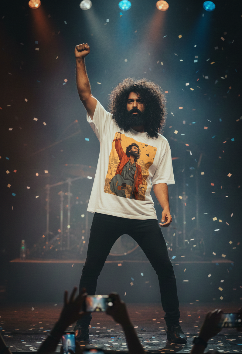 Bollywood 'Rockstar' Fan Art Oversized T-Shirt