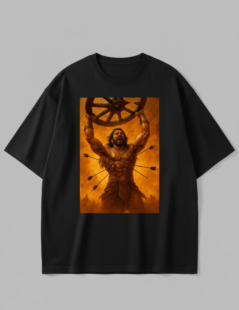 The Unbroken Warrior | Abhimanyu's Last Stand | Epic Resilience Oversized Tee