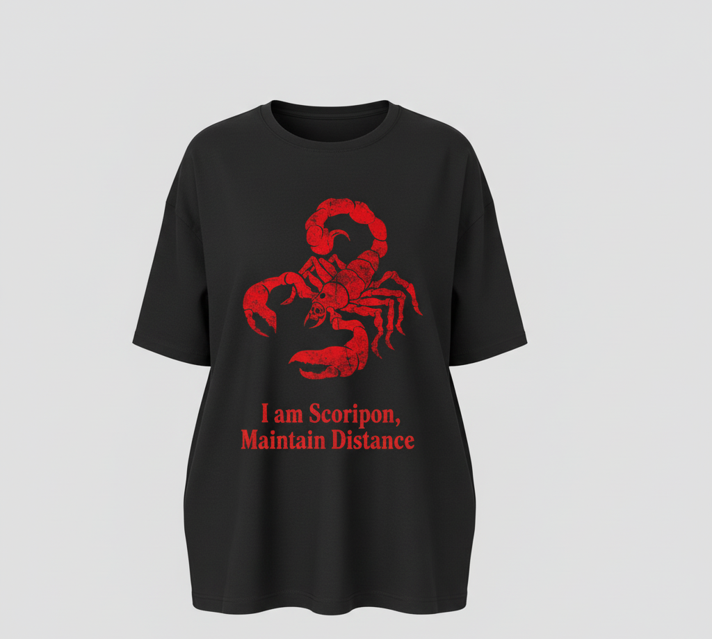 The Scorpio Warning | 'Maintain Distance' Zodiac Oversized Tee